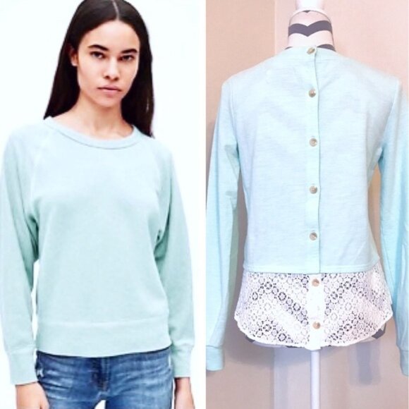 Anthropologie Saturday Sunday Mint & Lace Pullover - Picture 1 of 9